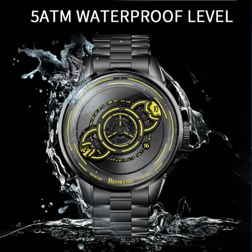Miniatura 6 de BR BEHRENS ORIGINAL Reloj automático para hombre, colección Space Traveler de acero inoxidable, cristal de zafiro BHR012