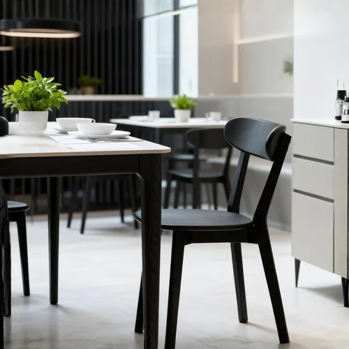 Miniatura 9 de Sillas de comedor de madera maciza 100% - Prácticas sillas de cocina - Silla de madera para comedor, cocina (1, negro)