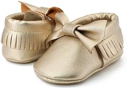 Miniatura 7 de OOSAKU Zapatos con nudo de lazo de piel sintética suela suave para bebé niño pequeño