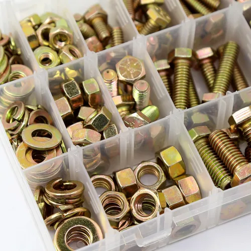 Miniatura 7 de Kit de 236 arandelas de pernos y tuercas resistentes de grado 8, 1/4-20 5/16-18 3/8-16, tornillos hexagonales, tuercas, kit surtido, incluye 13