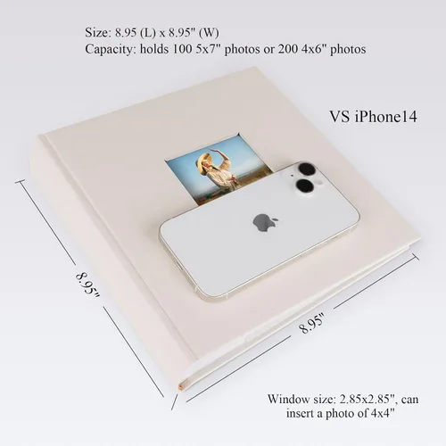 Miniatura 6 de 1DOT2 Álbum de fotos con espacio de escritura, 50 páginas, fotos de 4 x 6 pulgadas, capacidad para 200 o 5 x 7 pulgadas, tapa de lino, álbumes