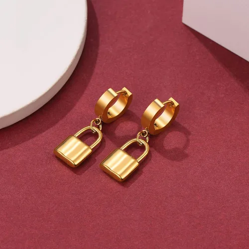 Miniatura 8 de FaithHeart Aretes de aro Huggie para mujer, acero inoxidable, chapado en oro de 18 quilates, aretes colgantes de gota de AnkhCrossCandkBocina