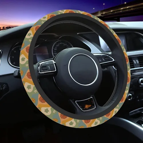 Miniatura 11 de Funda para volante de automóvil con flores burdeos para mujeres y hombres, protector antideslizante para volante, universal de 14 a 15 pulgadas