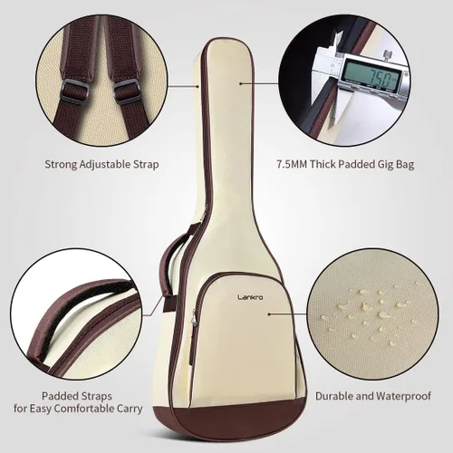 Miniatura 5 de Guitarra acústica negra de 38 pulgadas, kit para principiantes de guitarra acústica para adultos, juego de iniciación con bolsa acolchada, correa