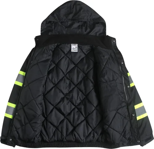 Miniatura 5 de JKSafety Chaqueta bomber de seguridad de invierno de alta visibilidad para hombres y mujeres Chaqueta de seguridad de invierno duradera e 116-negro