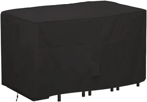Miniatura 8 de Juego de comedor de altura de barra al aire libre, cubierta resistente al agua, juego de comedor para patio rectangular de 4 personas de 48 pulgadas