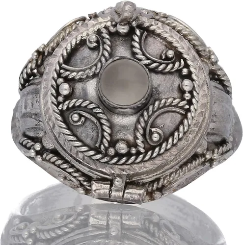 Miniatura 2 de Medallón medieval de plata de ley con veneno de cruz y granate, ónix o anillo de piedra lunar (tamaños 6, 7, 8, 9, 10)