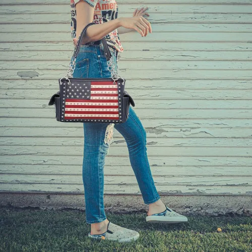Miniatura 3 de Montana West Bolso patriótico con tachuelas para mujer, bolso con bandera estadounidense y bolso cruzado