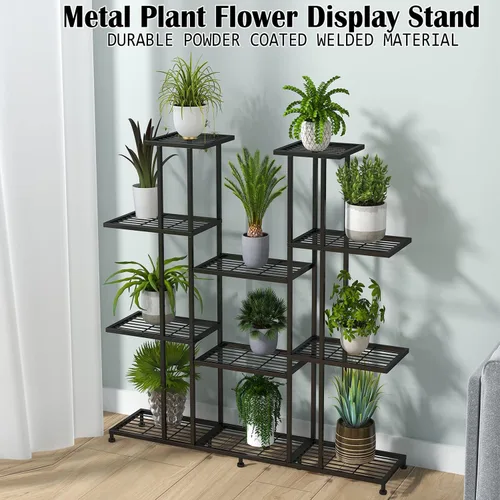 Miniatura 2 de Twhep Soporte de metal resistente para plantas, gran soporte multifuncional para interiores y exteriores, para estante alto grande para sala