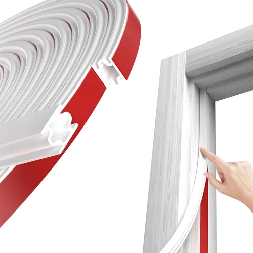 Miniatura 8 de Tira de sellado de goma autoadhesiva en forma de D de 20 pies, burlete negro para puertas y ventanas – Bloqueador de huecos con insonorización
