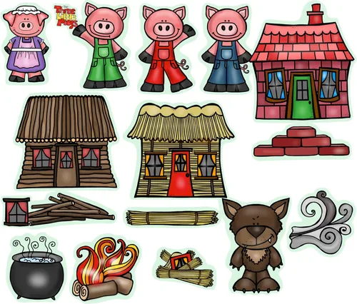 Miniatura 5 de Juego de historias de tres cerditos pequeños, figuras de tablero de fieltro de franela, 13 piezas precortadas más páginas de actividad, niños