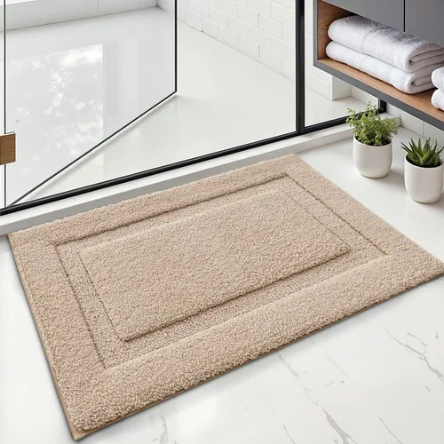 Miniatura 8 de LUMI Alfombras de baño ultrasuaves antideslizantes con parte trasera de goma, absorbente y lavable, de secado rápido, alfombra de felpa de Beige