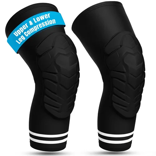 Rodilleras de baloncesto Dirt Defence, 2 piezas de compresión acolchadas de gran tamaño para piernas, soporte de absorción de golpes de EVA para