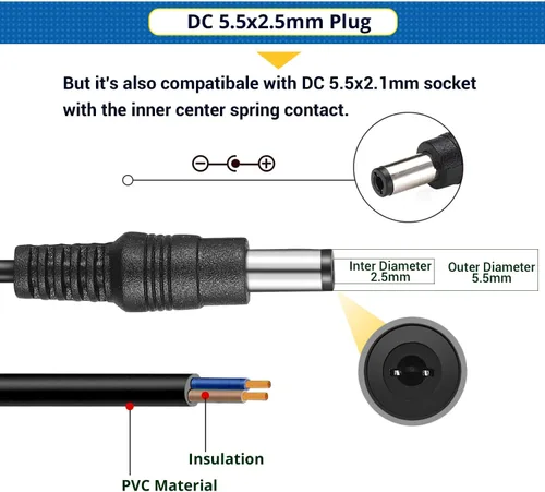Miniatura 6 de Facmogu Fuente de alimentación ajustable de 3V-12V 5A 60W con pantalla LED, CC variable 3V 5V 6V 9V 12V Adaptador universal AC/DC, 100V-240V AC a DC