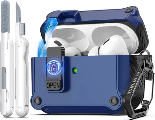 Miniatura 73 de R-fun - Funda para audífonos compatible con AirPods de 4.ª generación 2024, cubierta protectora de expulsión automática a prueba de caídas, puerto