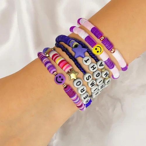 Miniatura 8 de Gpurplebud 4Pcs Taylor Bracelets Eras Tour Outfits Swiftie Lover 1989 Reputation Speak now Fearless Midnight Taylor Outfit Friendship Music Gifts