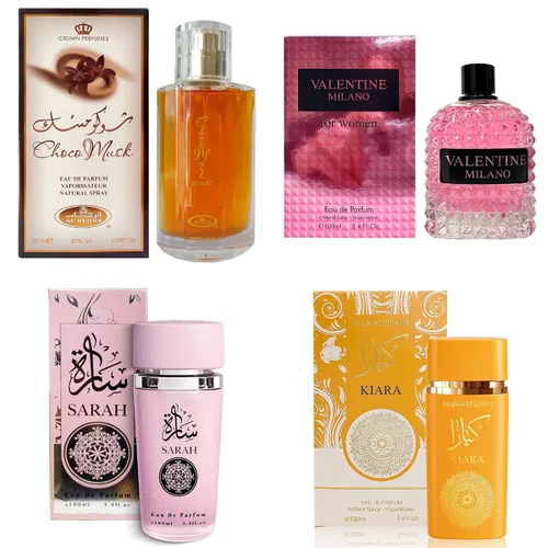Miniatura 17 de AFLUXE Set de perfume para mujer, 4 piezas, colección Eau De Parfum de larga duración, almizcle Choco/Milano Mujer/6pm Rosa/7AM Fresh