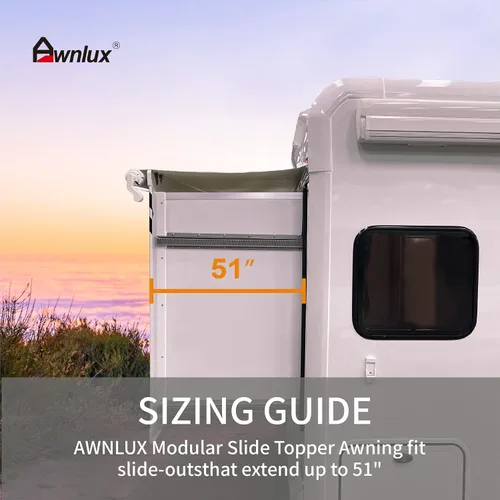 Miniatura 6 de Awnlux Toldo deslizante para caravana, kit de montaje de cubierta de toldo deslizante, blanco, 5 pies 6 pulgadas (5 pies 1 pulgada de tela)