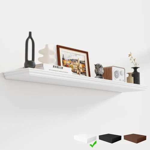 Miniatura 24 de Fun Memories Estantes flotantes de 24 pulgadas de largo, 9.3 pulgadas de profundidad, estantes flotantes de corona clásica para pared, estantes