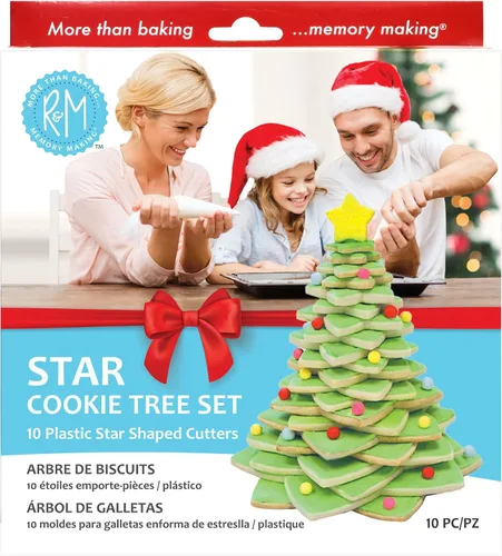 Miniatura 4 de R&M International Star Tree - Cortadores de galletas para hacer árbol 3D, juego de 10 piezas de plástico