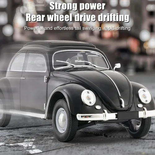 Miniatura 5 de Auto a control remoto, escala 1:16, modelo de escarabajo clásico, auto de juguetes para adultos, 2.4 GHz 4 canales RC con tracción trasera con luces