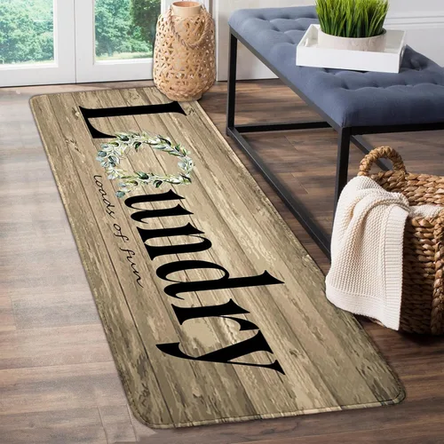 Organización de la lavandería, 20 x 47 pulgadas, antideslizante para cuarto de lavado, tapete impermeable para el suelo de la cocina, tapete