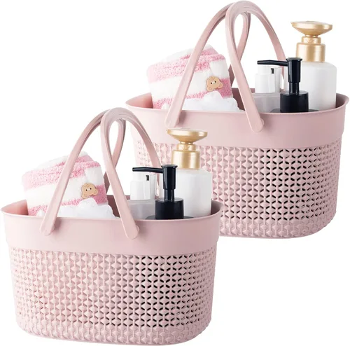 Miniatura 10 de rejomiik - Cesta portátil para ducha, organizador de plástico con asas, bolsa de aseo para baño, artículos esenciales para dormitorio universitario