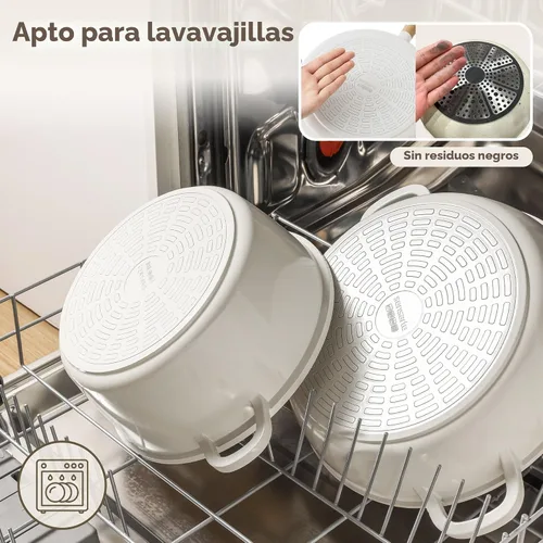 Miniatura 4 de SENSARTE Juego de utensilios de cocina antiadherentes de cerámica, no tóxicos, juego de ollas y sartenes saludables de cerámica con mango que se