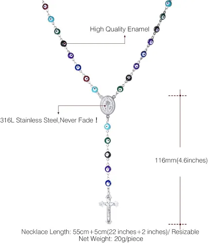 Miniatura 5 de U7 Catholic Gift Stainless Steel 18K Gold Plated Coin MedalCrucifix CrossVirgin MaryRosary Necklaces for Women Men