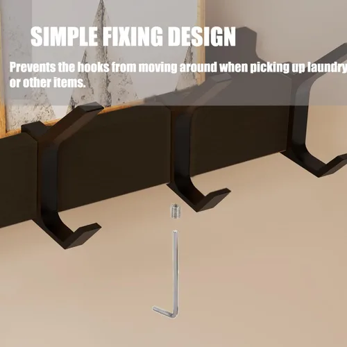 Miniatura 3 de Perchero de pared Perchero de 17 pulgadas con 5 ganchos dobles extraíbles Ganchos para sombrero, llave, mochila, toalla, gancho de pared