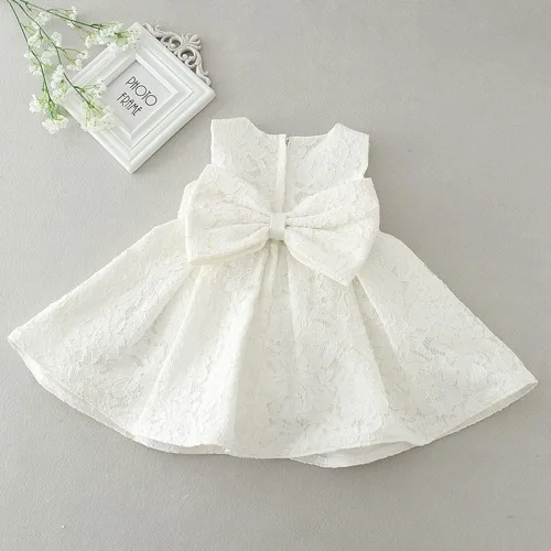 Miniatura 7 de Meiqiduo Conjunto de 3 piezas para niñas y bebés, bautizo, vestido formal de boda