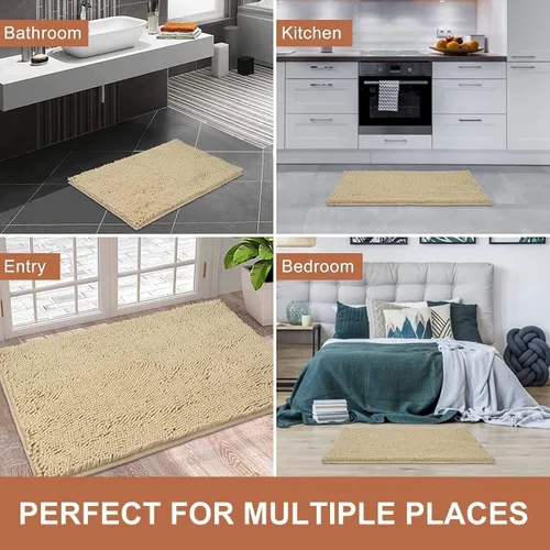 Miniatura 3 de Alfombras de baño de felpilla extrasuaves y absorbentes, antideslizantes, de secado rápido, lavables a máquina, para suelo de baño, bañera y ducha