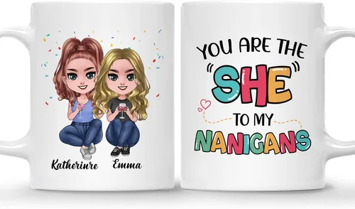 Miniatura 20 de Gossby Taza de café personalizada de la amistad, regalo personalizado Besites para mujeres con diseño de muñeca, nombre, cita – cumpleaños, Navidad