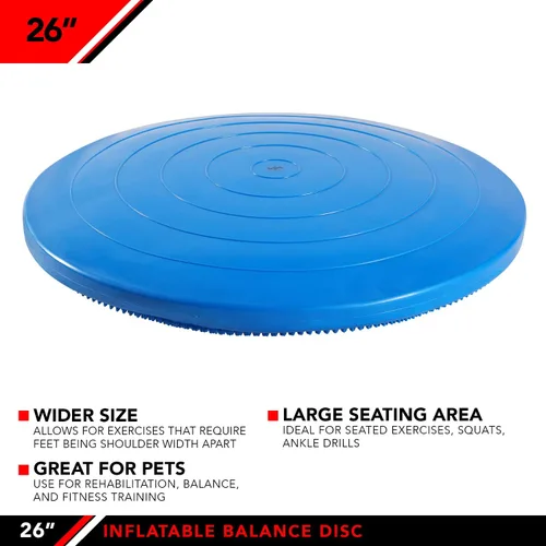 Miniatura 3 de JFIT Disco de equilibrio inflable – Entrenador de cojín tambaleante grande de 13 o 26 pulgadas – Almohadilla de equilibrio duradera