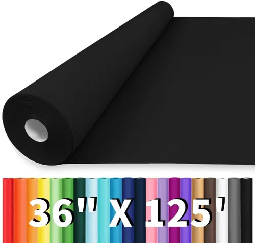 Vanhench Papel de regalo negro de 36" x 1500" (125 pies), rollo de papel kraft de color sólido para tablón de anuncios, construcción de pósteres,