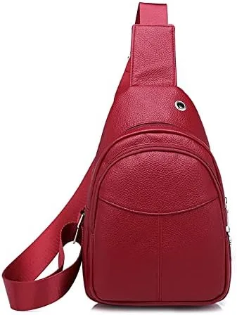 Bolso cruzado pequeño, riñonera para mujeres y hombres, bolso bandolera de cuero para regalos, rojo (Style3-red), S