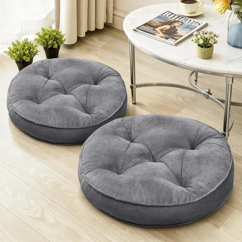 Miniatura 13 de 1 MIDDLE ONE Juego de 2 cojines de piso, cojín de meditación de espuma con memoria, cojines de piso para adultos sentados, cojines de asiento Azul