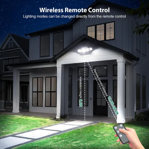 Miniatura 8 de Luces solares para exteriores, 4000LM con 5 cabezas, sensor de movimiento, 236 LEDs, 3 modos, luces de pared de seguridad IP65 impermeables, luces