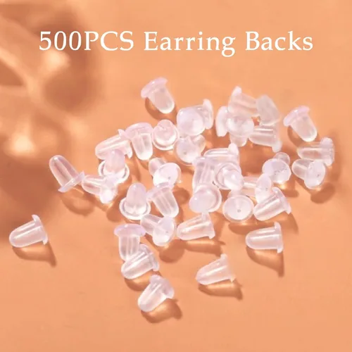Miniatura 7 de Parte trasera de goma para aretes, parte trasera transparente suave para aretes, 500 piezas de seguridad para aretes, tapones de embrague