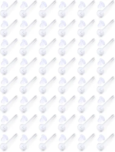 Miniatura 9 de 16G 18G 20G Pendientes de plástico transparentes, tachuelas de nariz, retenedor de piercing para cirugía, deporte, trabajo, labio, labret, Medusa