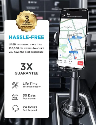 Miniatura 8 de LISEN Soporte para teléfono [sin sacudidas] Soporte de teléfono para automóvil, soporte ajustable de 360° para iPhone, accesorios de automóvil
