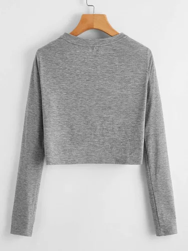 Miniatura 2 de SweatyRocks - Camisa recortada de manga larga para mujer, blusa de estilo casual