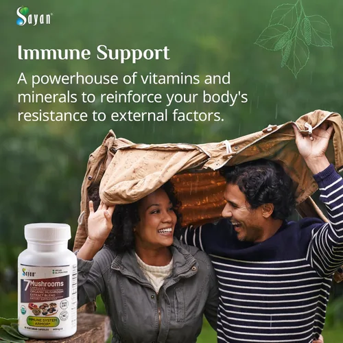 Miniatura 2 de Sayan 7 Extracto de hongos 90 cápsulas/440 mg ea – Apoyo inmunológico y energía – Chaga orgánico, Reishi, melena de león, maitake, shiitake, mezcla