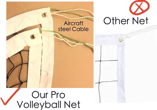 Miniatura 2 de Red de voleibol profesional para exteriores con cable de acero para aeronaves, red de voleibol resistente para patio trasero, redes de voleibol