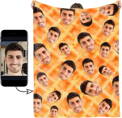 Miniatura 18 de Manta personalizada con foto de cara, manta personalizada con características faciales, manta graciosa para sofá, cama, sofá cálida y acogedora