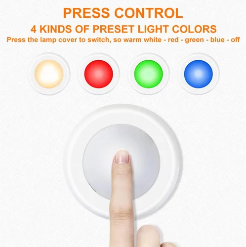 Miniatura 3 de Luces LED de disco de 13 colores con control remoto Iluminación inalámbrica con batería adhesiva debajo del gabinete Luces regulables que Blanco