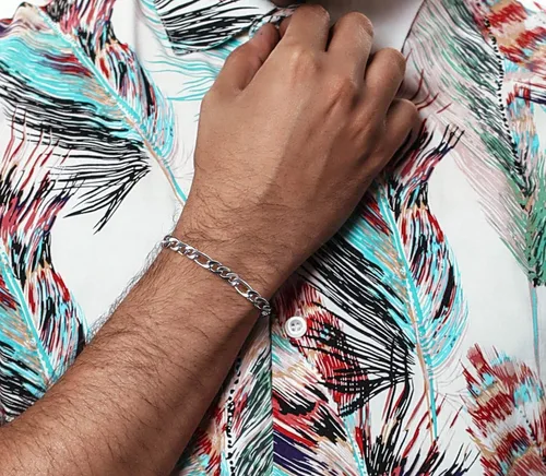 Miniatura 3 de Savlano Pulsera de plata de ley 925 italiana con eslabones fígaro sólidos para hombres y mujeres, fabricada en Italia, viene con una caja de regalo