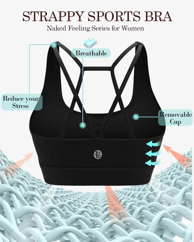 Miniatura 157 de Brasieres deportivos para mujer, con relleno, tipo camiseta sin mangas, sexis, con espalda cruzada, de alto impacto, largos, ideales para practicar
