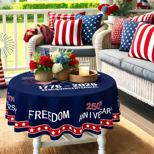 Miniatura 4 de Mantel de 250 aniversario de Estados Unidos de 60 pulgadas, redondo, 4 de julio, mantel patriótico para el Día de los Caídos, 250 años de libertad
