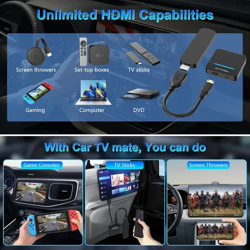 Miniatura 3 de Car TV Mate Pro y adaptador multimedia inalámbrico CarPlay HDMI, convertidor de palo de TV Fire 2025 para lanzadores de pantalla/máquina